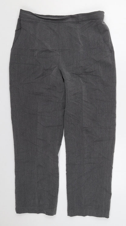 Pinns Womens Grey  Polyester Trousers  Size 12 L24.5 in Regular