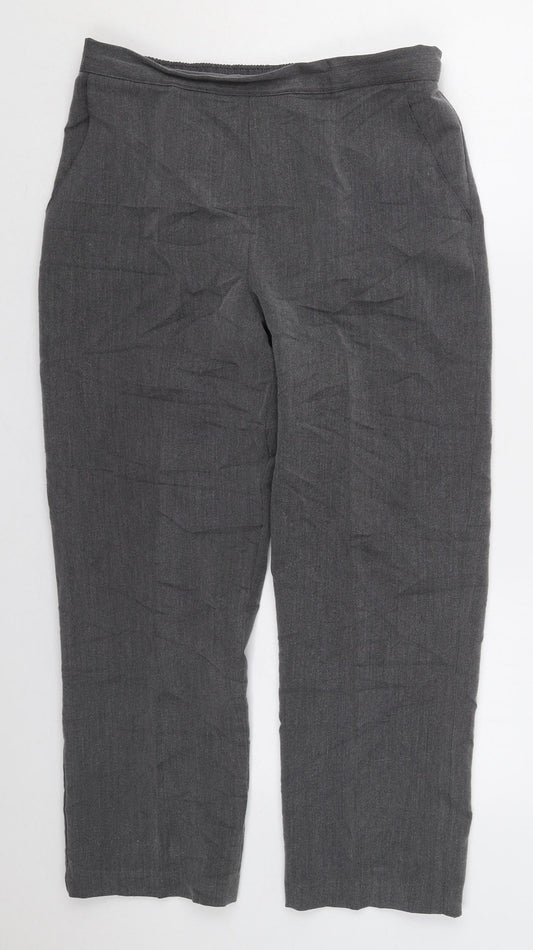 Pinns Womens Grey  Polyester Trousers  Size 12 L24.5 in Regular
