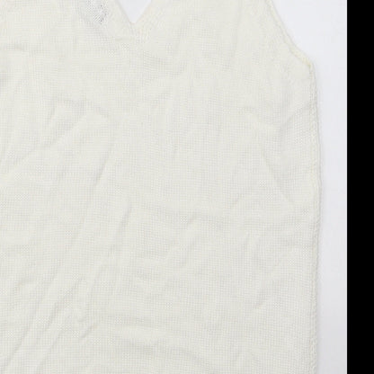 F&F Womens White V-Neck  Cotton Vest Jumper Size 8