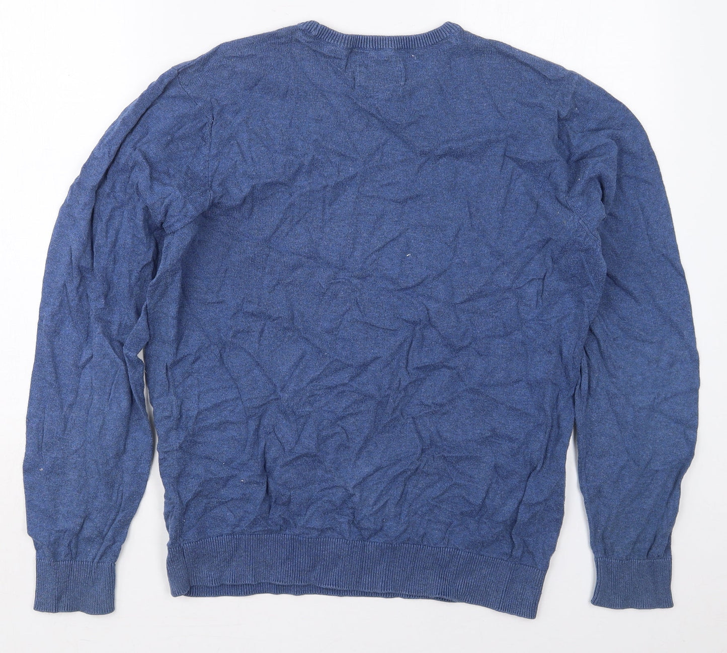 George Mens Blue Crew Neck  Cotton Pullover Jumper Size M
