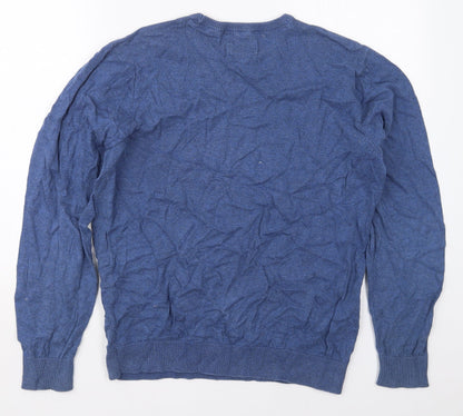 George Mens Blue Crew Neck  Cotton Pullover Jumper Size M