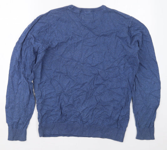 George Mens Blue Crew Neck  Cotton Pullover Jumper Size M