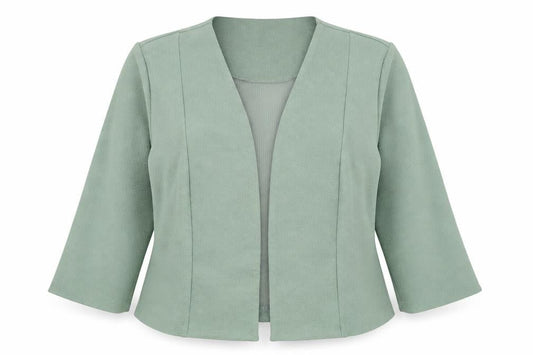 Front view of Slimma women’s green jacket, size UK 18