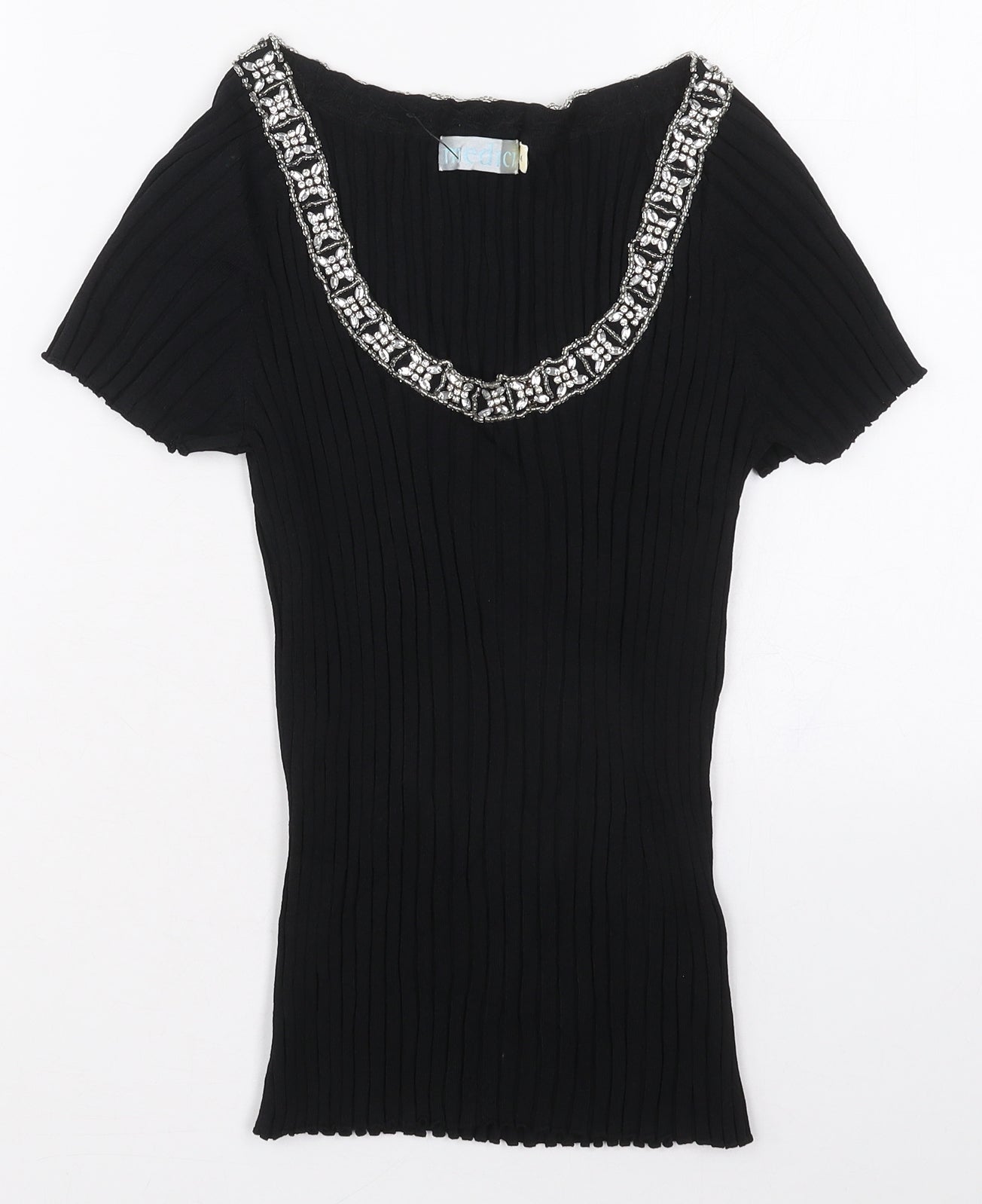Medici Womens Black  Viscose Basic T-Shirt Size M Scoop Neck