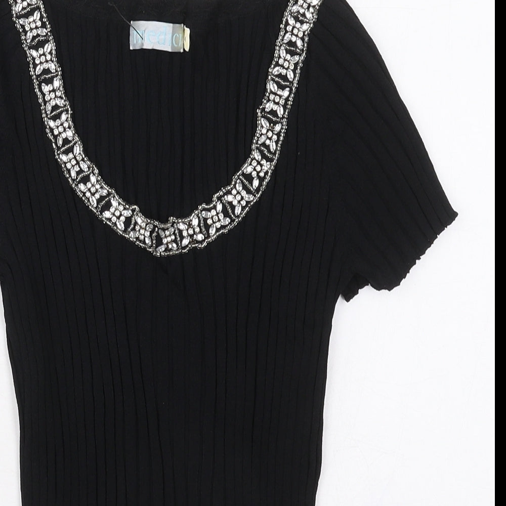 Medici Womens Black  Viscose Basic T-Shirt Size M Scoop Neck