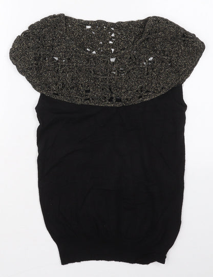 Womens UK Size 14 Topshop Black Basic T-Shirt