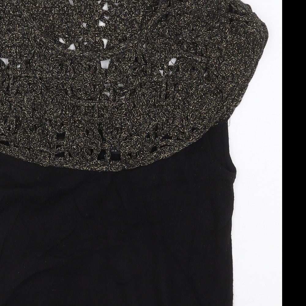Womens UK Size 14 Topshop Black Basic T-Shirt