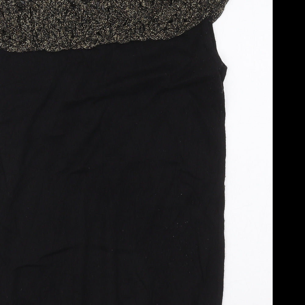 Womens UK Size 14 Topshop Black Basic T-Shirt