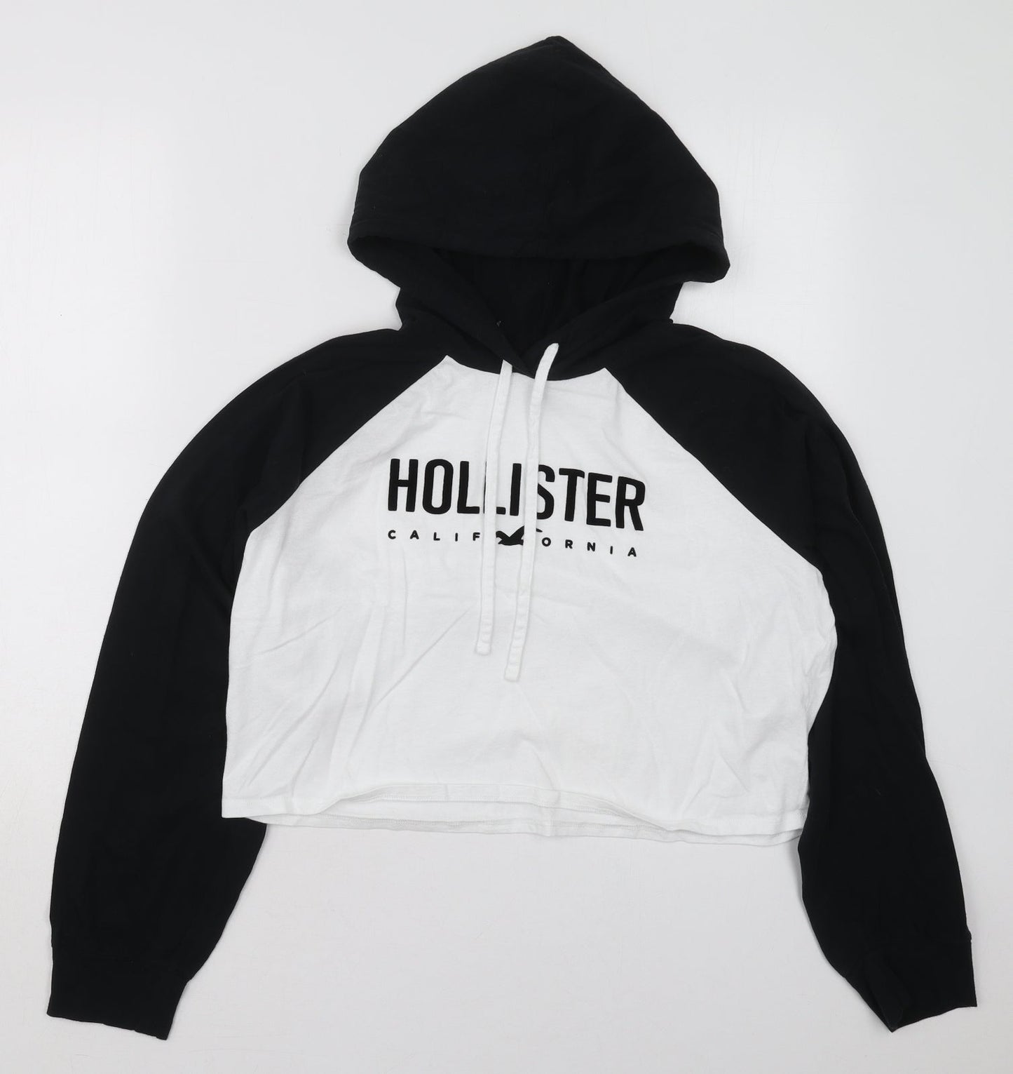 Hollister Womens Black Colourblock Cotton Pullover Hoodie Size XS  Pullover - Black and White