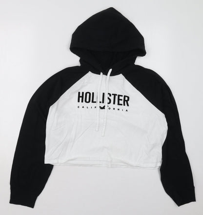 Hollister Womens Black Colourblock Cotton Pullover Hoodie Size XS  Pullover - Black and White