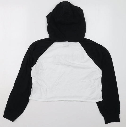 Hollister Womens Black Colourblock Cotton Pullover Hoodie Size XS  Pullover - Black and White