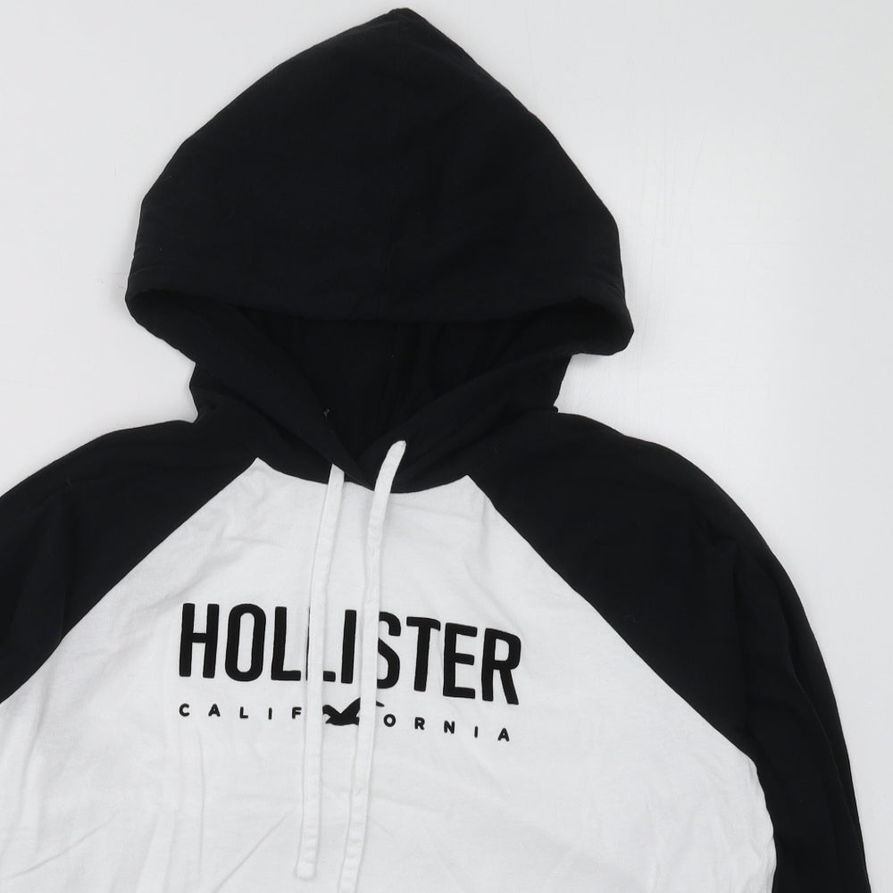 Hollister Womens Black Colourblock Cotton Pullover Hoodie Size XS  Pullover - Black and White