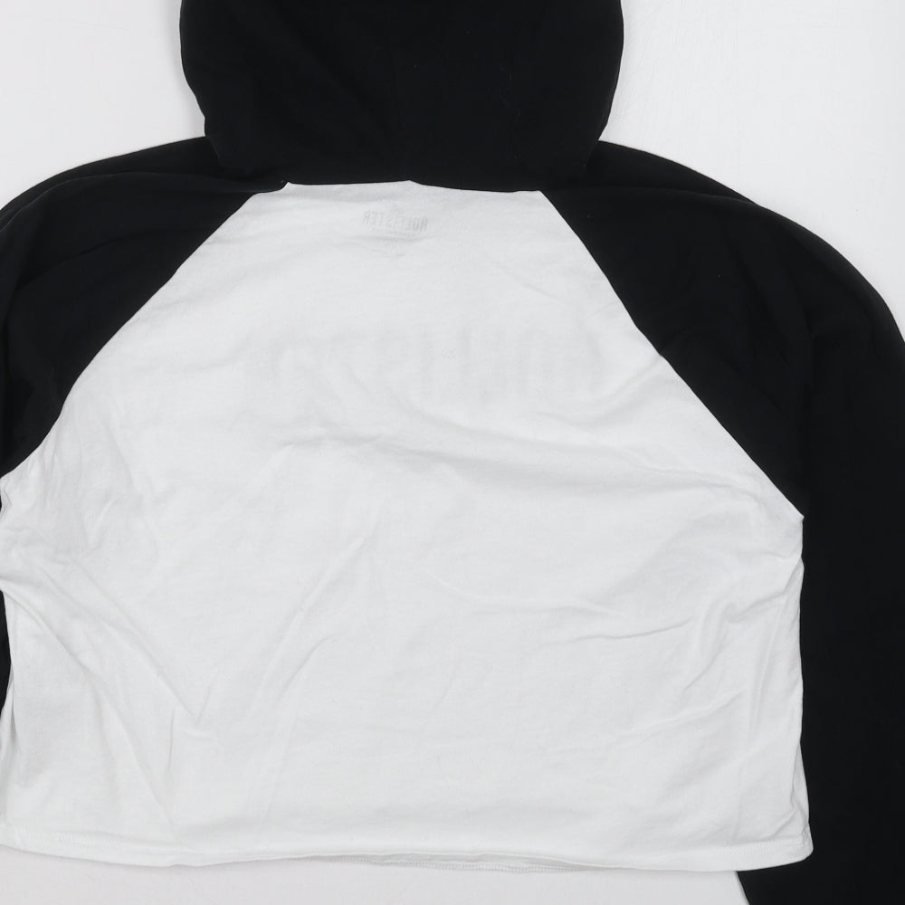 Hollister Womens Black Colourblock Cotton Pullover Hoodie Size XS  Pullover - Black and White