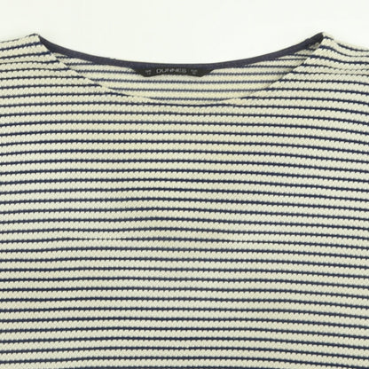 Dunnes Stores Womens Blue Crew Neck Striped Cotton Pullover Jumper Size 14