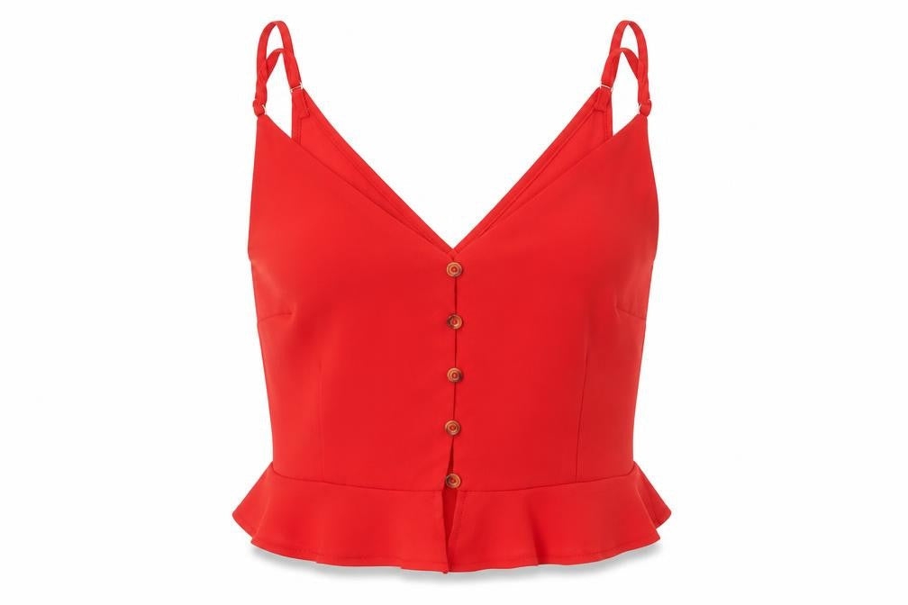 Womens UK Size 6 Cameo Rose Red Cropped Tank
