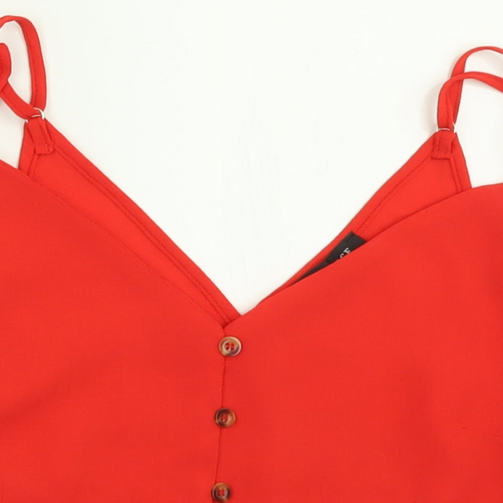 Womens UK Size 6 Cameo Rose Red Cropped Tank