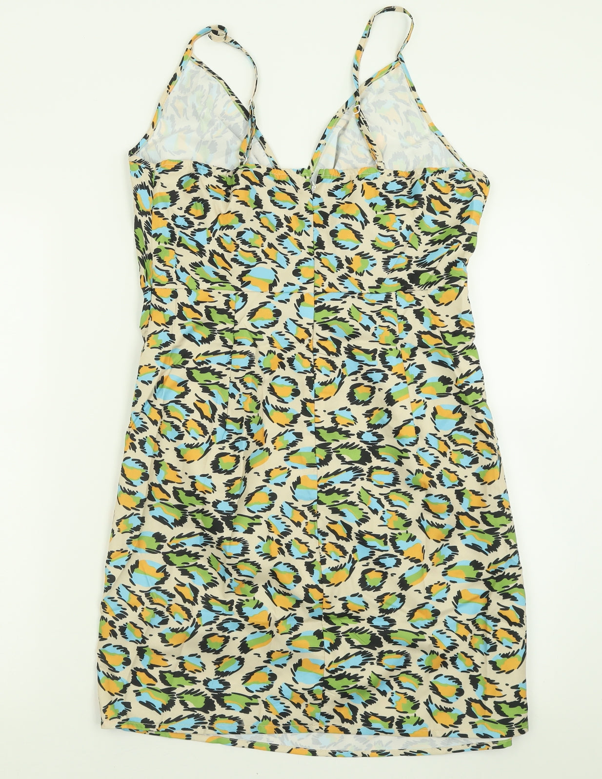 SheIn Womens Multicoloured Animal Print Polyester A-Line  Size L  V-Neck Zip