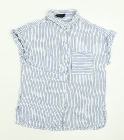 Womens UK Size 10 New Look Blue Basic Button-Up
