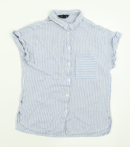 Womens UK Size 10 New Look Blue Basic Button-Up