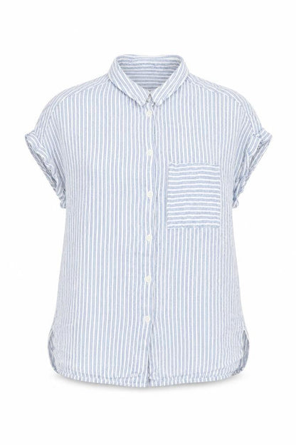 Womens UK Size 10 New Look Blue Basic Button-Up