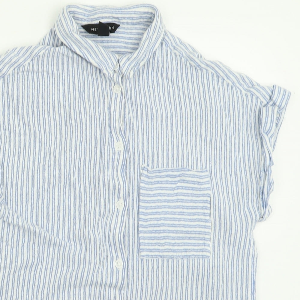 Womens UK Size 10 New Look Blue Basic Button-Up