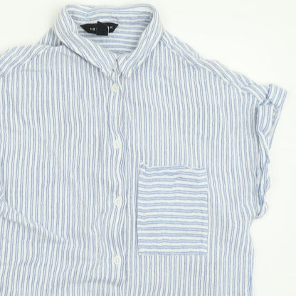 Womens UK Size 10 New Look Blue Basic Button-Up