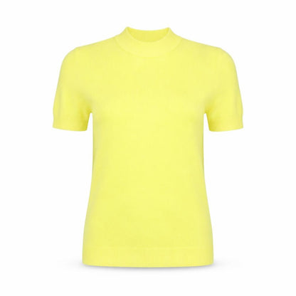 Bassini Womens Yellow Crew Neck  Acrylic Pullover Jumper Size S
