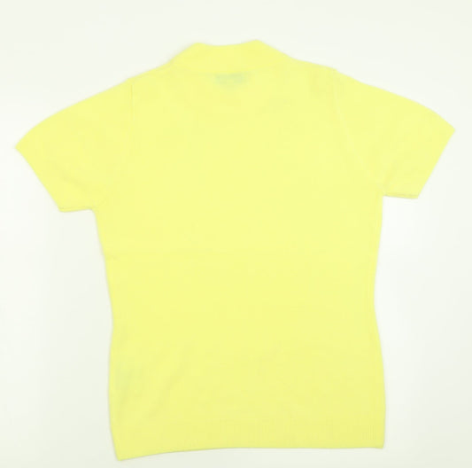 BASSINI Womens Yellow Crew Neck  Acrylic Pullover Jumper Size S