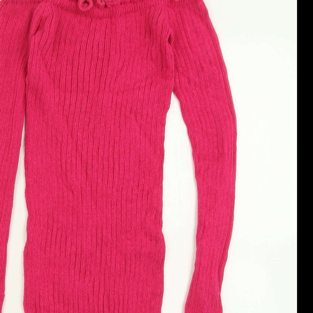 In the Style Womens Pink  Acrylic Jumper Dress  Size 6  Off the Shoulder Pullover