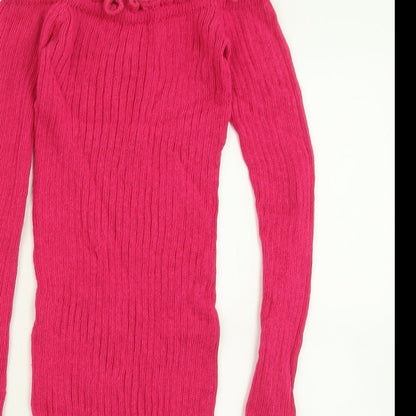 In the Style Womens Pink  Acrylic Jumper Dress  Size 6  Off the Shoulder Pullover