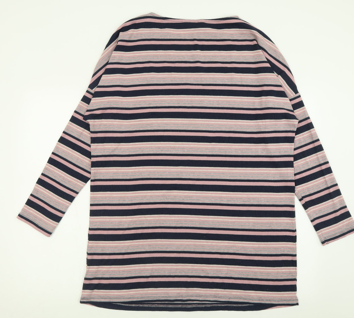 F&F Womens Pink Striped Polyester A-Line  Size 10  Crew Neck Pullover