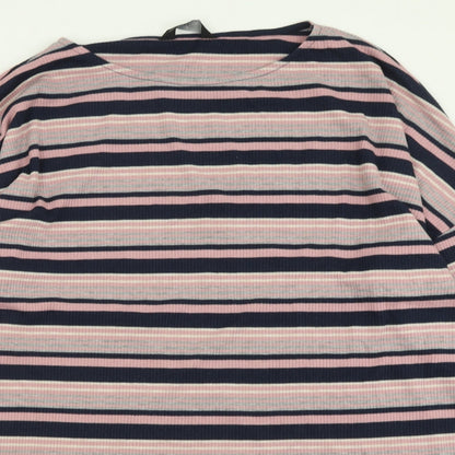 F&F Womens Pink Striped Polyester A-Line  Size 10  Crew Neck Pullover