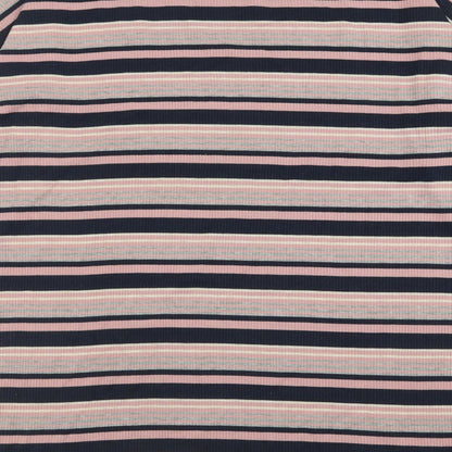 F&F Womens Pink Striped Polyester A-Line  Size 10  Crew Neck Pullover