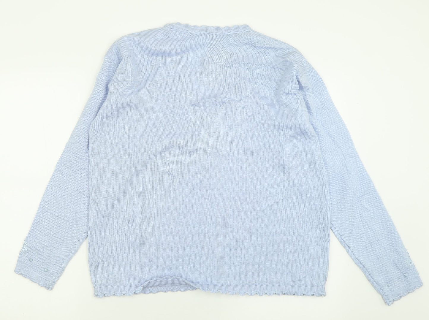 Soft Wear Womens Blue V-Neck Geometric Acrylic Cardigan Jumper Size S