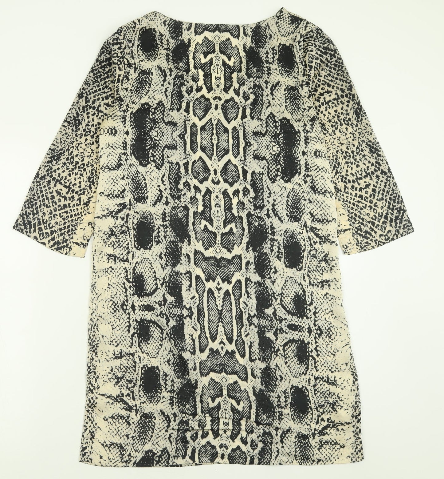Mango Womens Ivory Animal Print Polyester A-Line  Size S  V-Neck Pullover