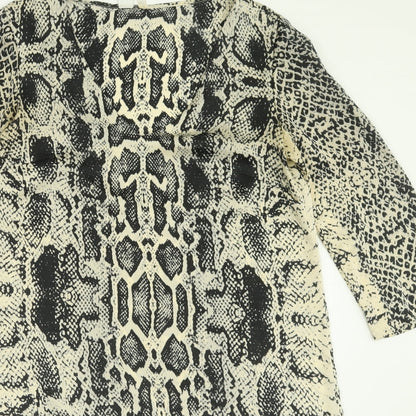 Mango Womens Ivory Animal Print Polyester A-Line  Size S  V-Neck Pullover