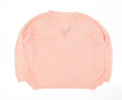 Primark Womens Pink Round Neck  Acrylic Pullover Jumper Size M