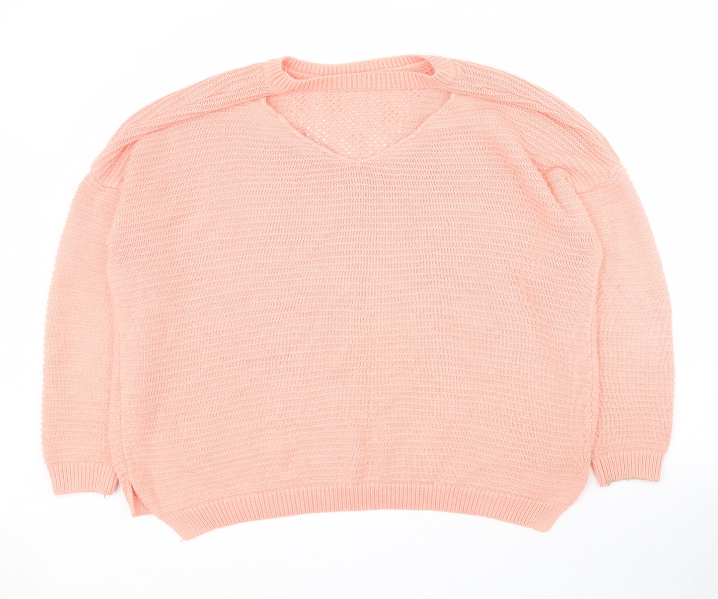 Primark Womens Pink Round Neck  Acrylic Pullover Jumper Size M