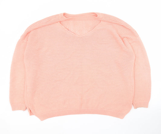 Primark Womens Pink Round Neck  Acrylic Pullover Jumper Size M