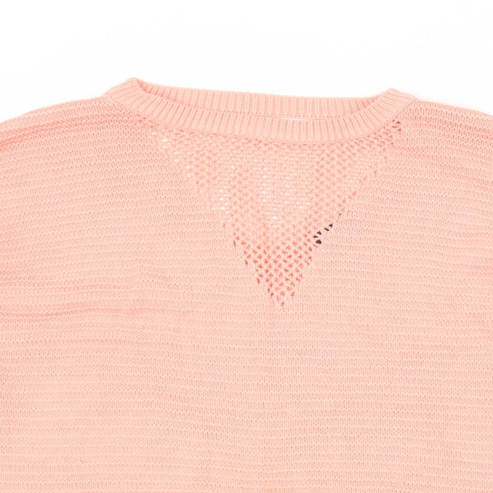Primark Womens Pink Round Neck  Acrylic Pullover Jumper Size M