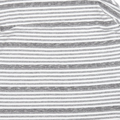 TU Womens Grey Round Neck Striped Polyester Pullover Jumper Size 14