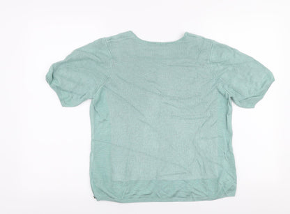 Per Una Womens Blue V-Neck  Viscose Pullover Jumper Size 16