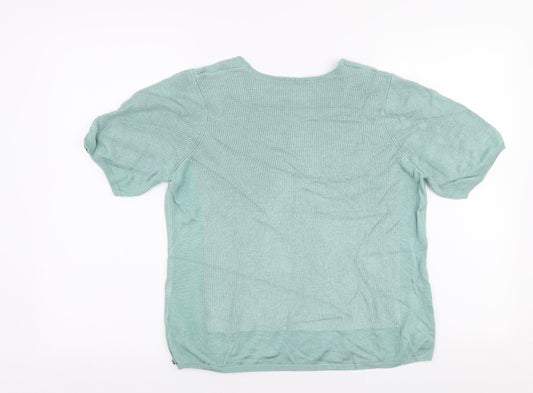 Per Una Womens Blue V-Neck  Viscose Pullover Jumper Size 16
