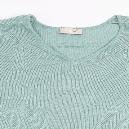 Per Una Womens Blue V-Neck  Viscose Pullover Jumper Size 16