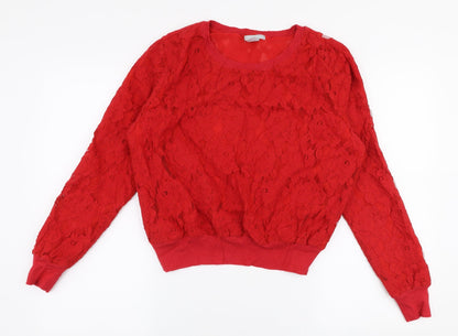 H&M Womens Red  Cotton Pullover Sweatshirt Size M  Pullover