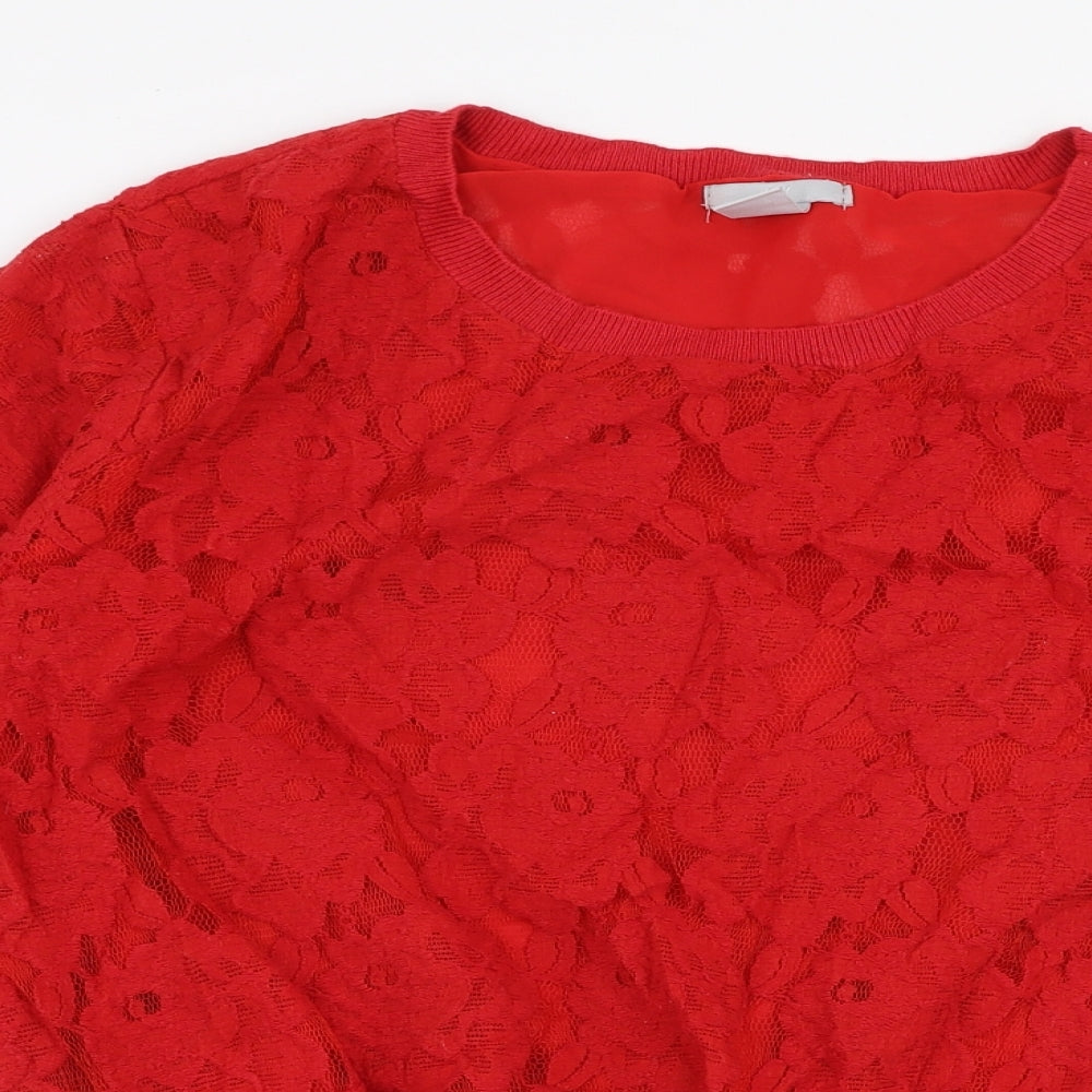 H&M Womens Red  Cotton Pullover Sweatshirt Size M  Pullover