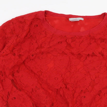 H&M Womens Red  Cotton Pullover Sweatshirt Size M  Pullover