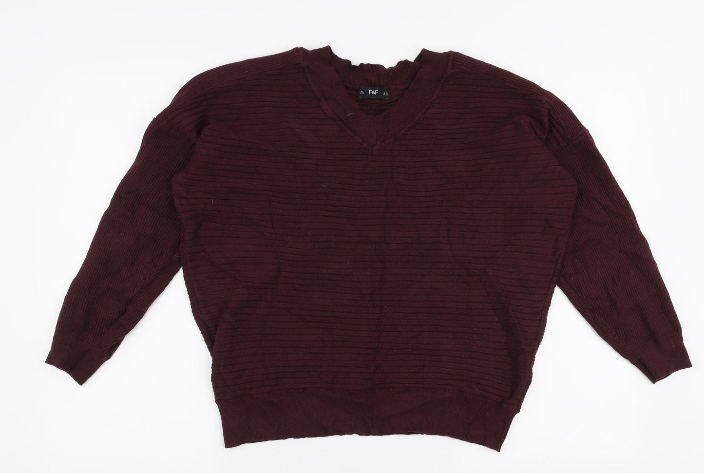 F&F Womens Red Round Neck  Viscose Pullover Jumper Size 12