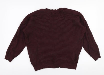 F&F Womens Red Round Neck  Viscose Pullover Jumper Size 12