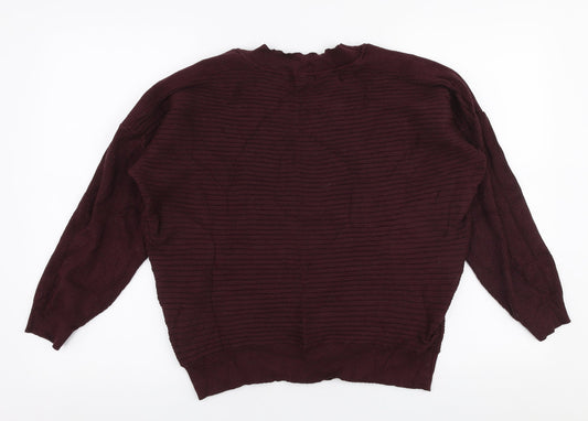 F&F Womens Red Round Neck  Viscose Pullover Jumper Size 12